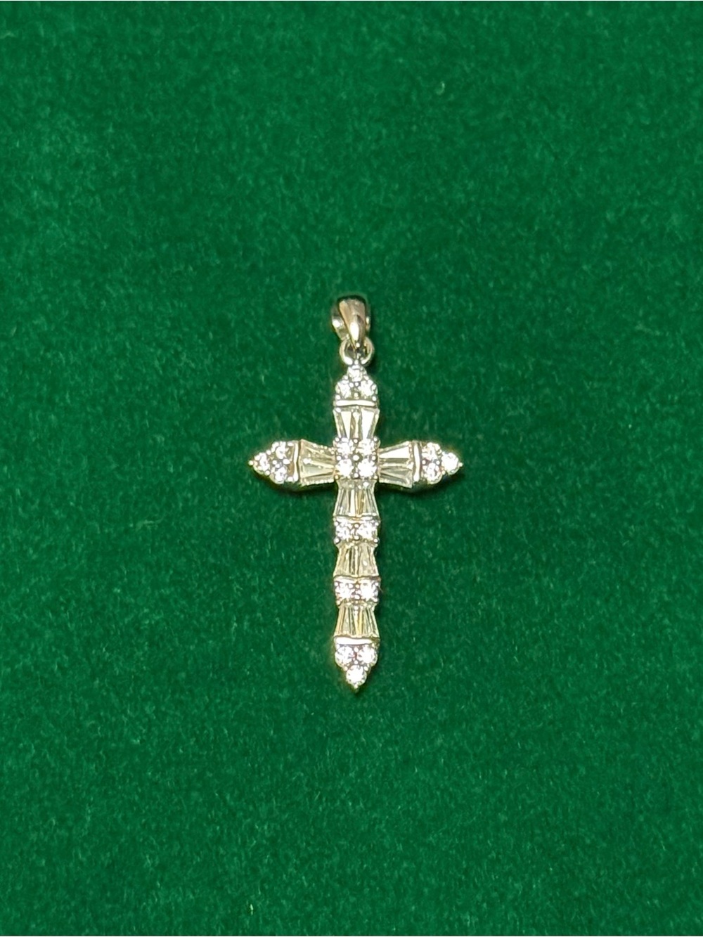 Gold Cross Pendant with Crystal Accents - Women's Jewelry (Silver)